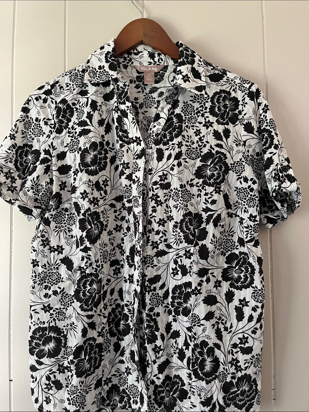 White Stag Black and White Floral Button-Down Shirt